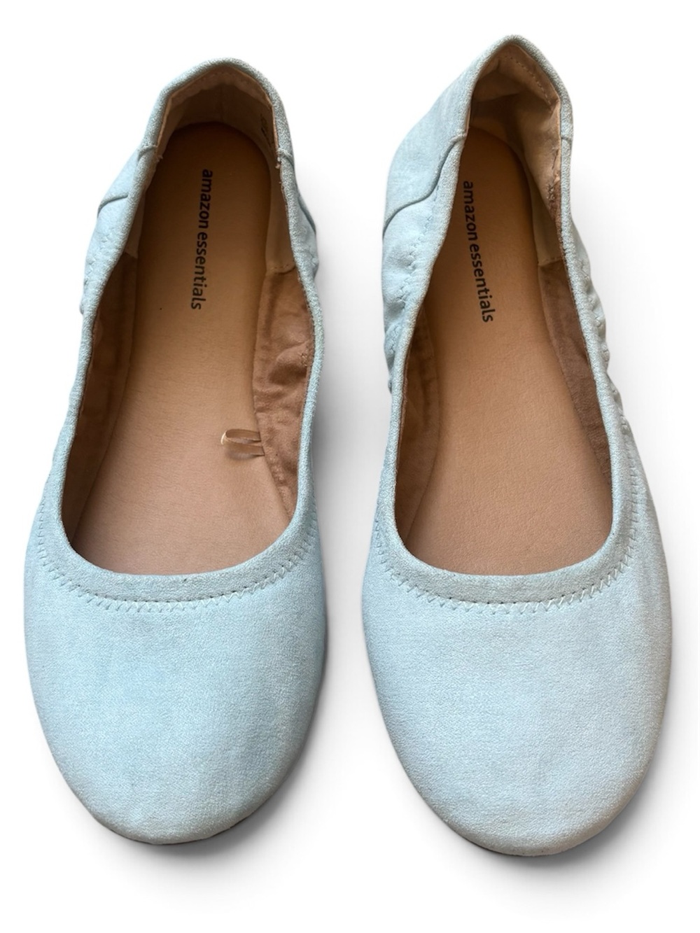 Amazon Essentials Light Blue Faux Suede Ballet Flats Memory Foam Size 9